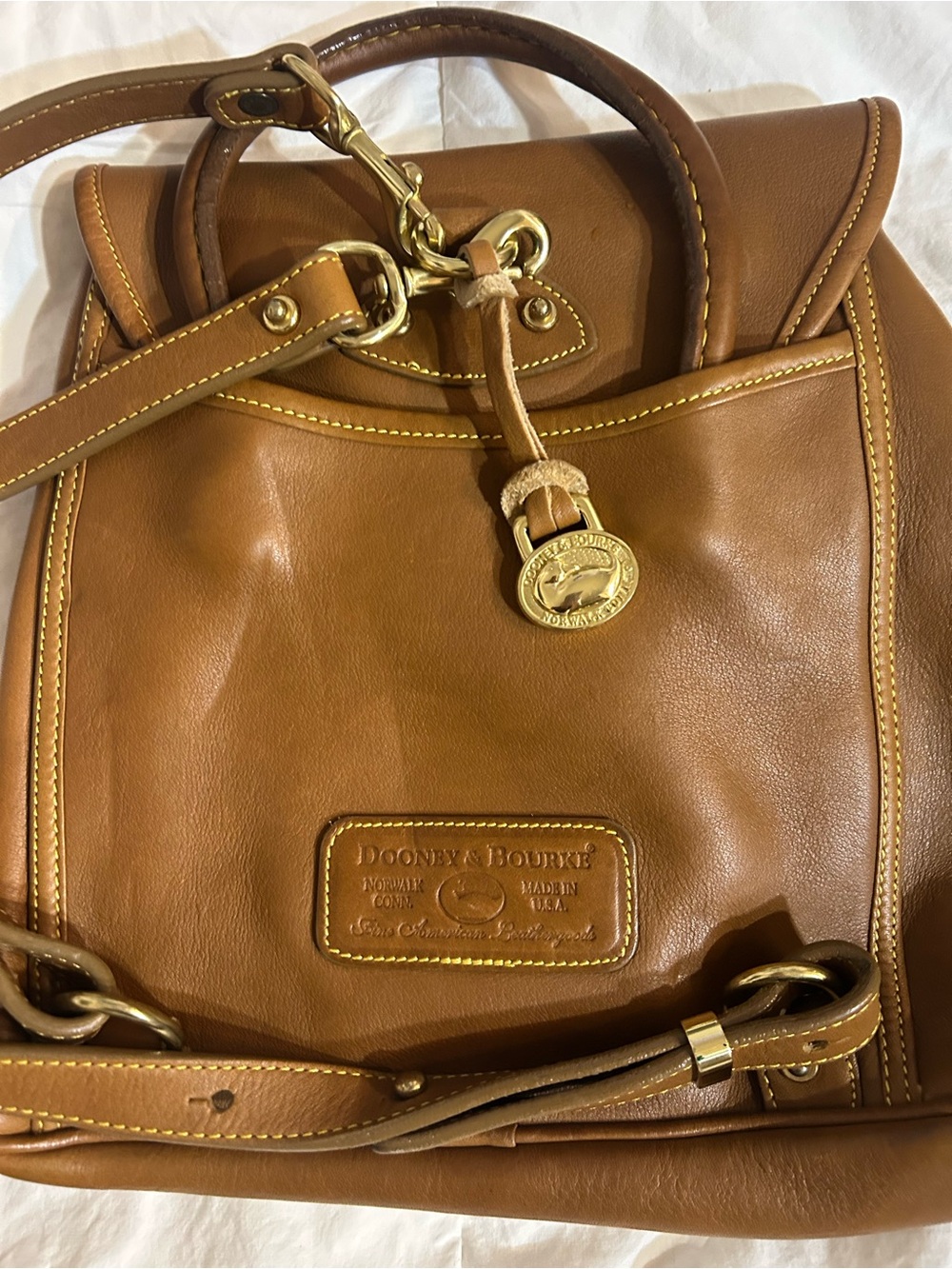 Dooney and Burke Classic Leather Tassel Mini Backpack - Brown - Picture 4 of 6